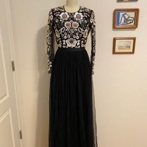 NEW Needle & Thread Black Floral Cluster Gown